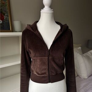 Velour Zip Up Brown